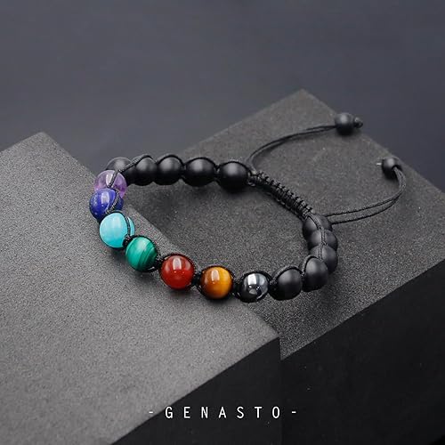 7 Chakra Bracelet with Real Stones,8mm