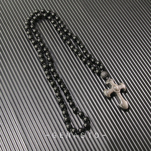 Cross Obsidian Necklace