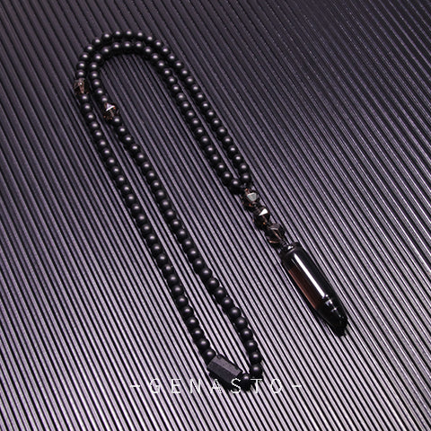 Ice Obsidian Bullet Pendant Necklace