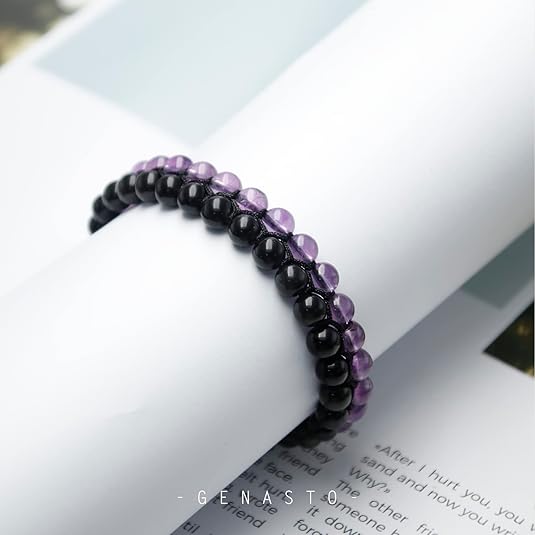 Amethyst Obsidian Beads Bracelet, 6mm