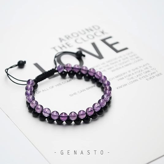 Amethyst Obsidian Beads Bracelet, 6mm