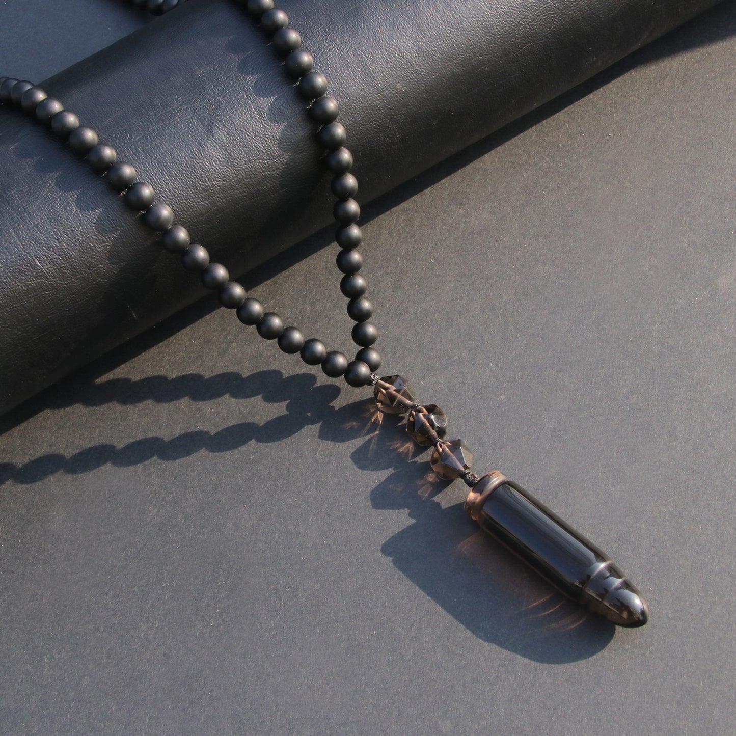 Ice Obsidian Bullet Pendant Necklace