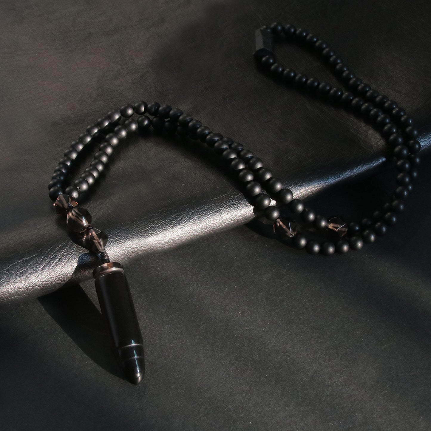 Ice Obsidian Bullet Pendant Necklace