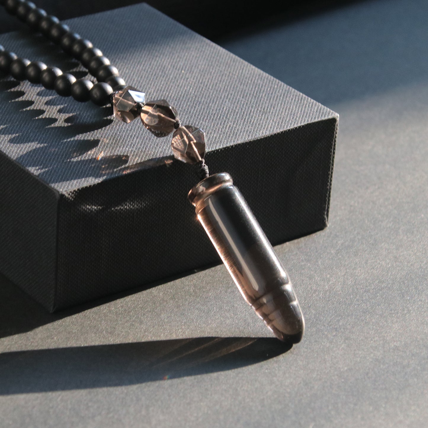 Ice Obsidian Bullet Pendant Necklace