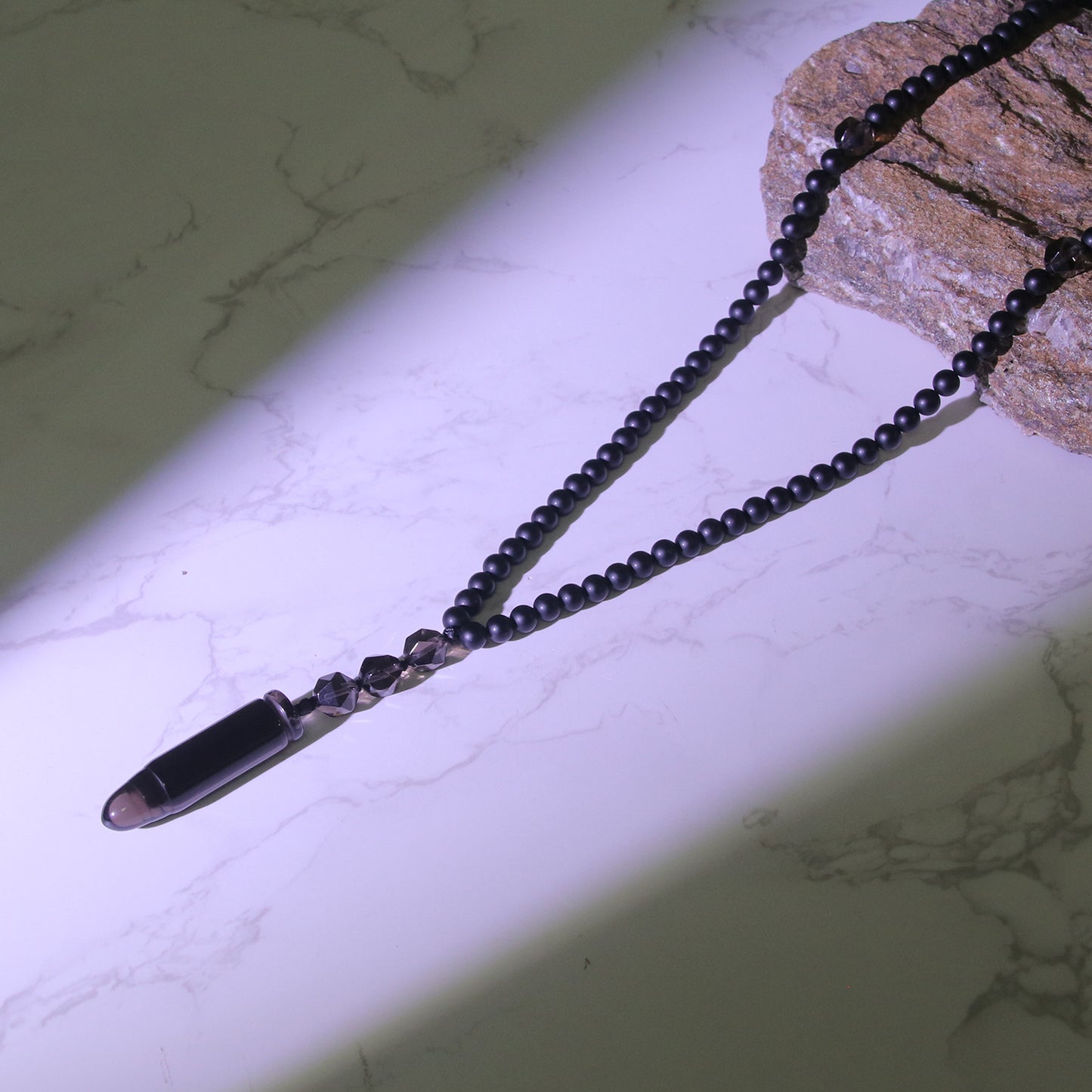 Ice Obsidian Bullet Pendant Necklace
