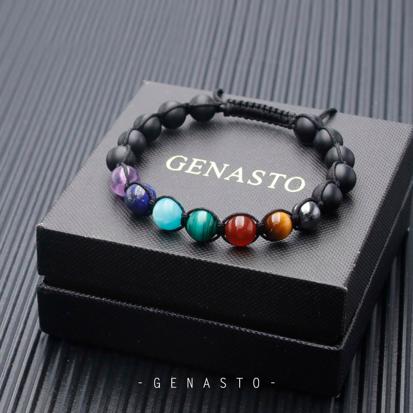 7 Chakra Bracelet with Real Stones,8mm
