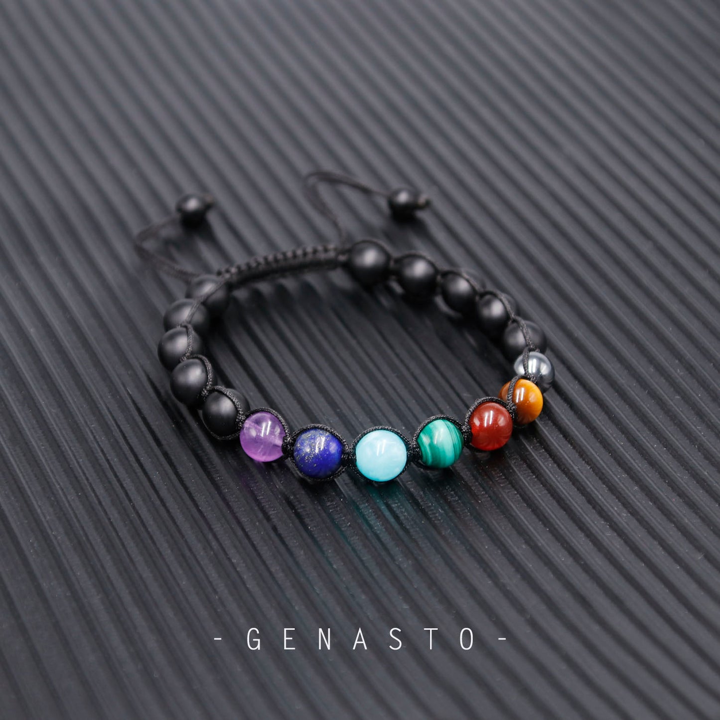 7 Chakra Bracelet with Real Stones,8mm