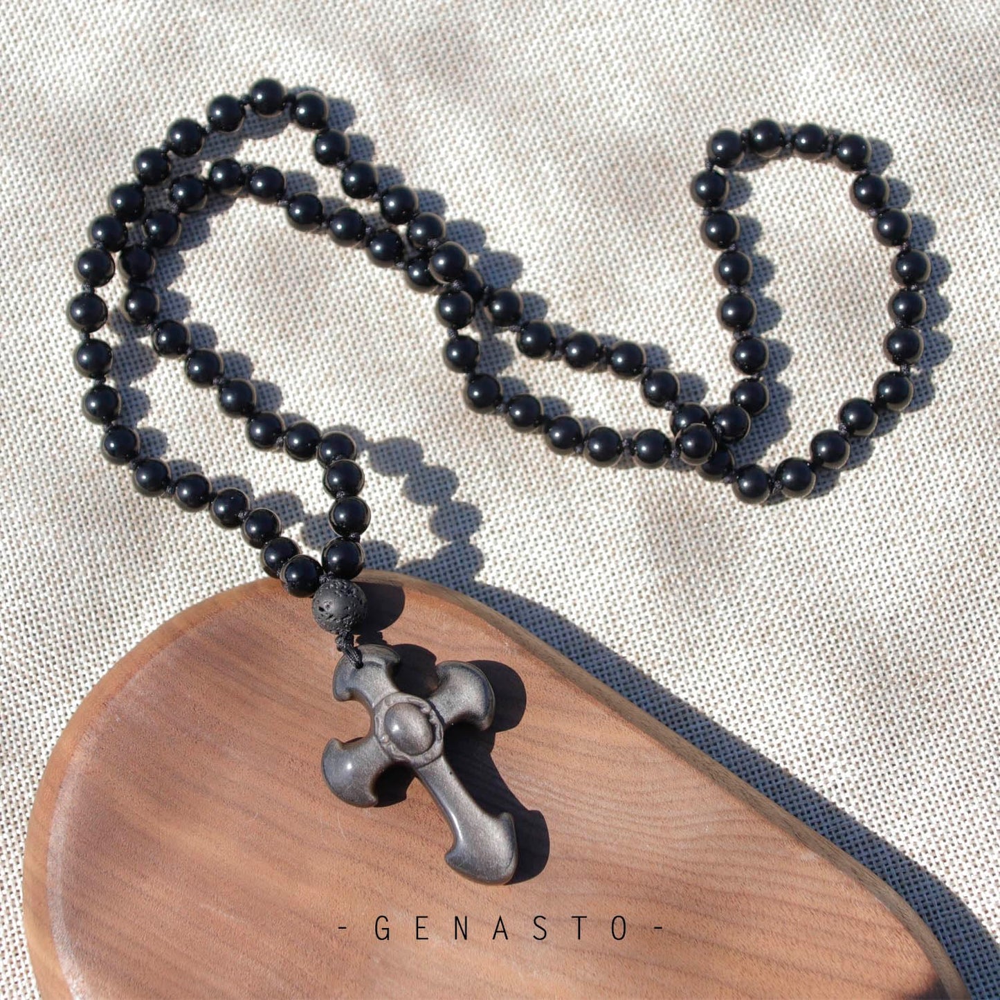 Cross  Obsidian  Necklace