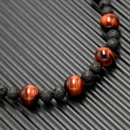 Red Tiger Eye & Lava Rock Necklace