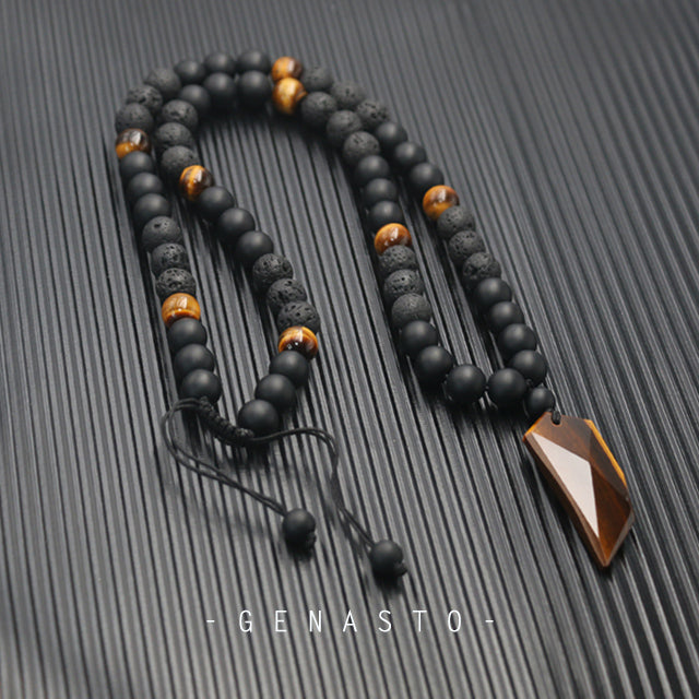 Tiger Eye Wolf Tooth Necklace for Men