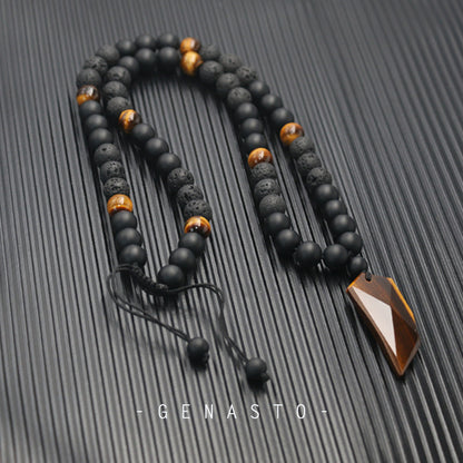 Tiger Eye Wolf Tooth Necklace for Men