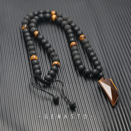 Tiger Eye Wolf Tooth Necklace for Men
