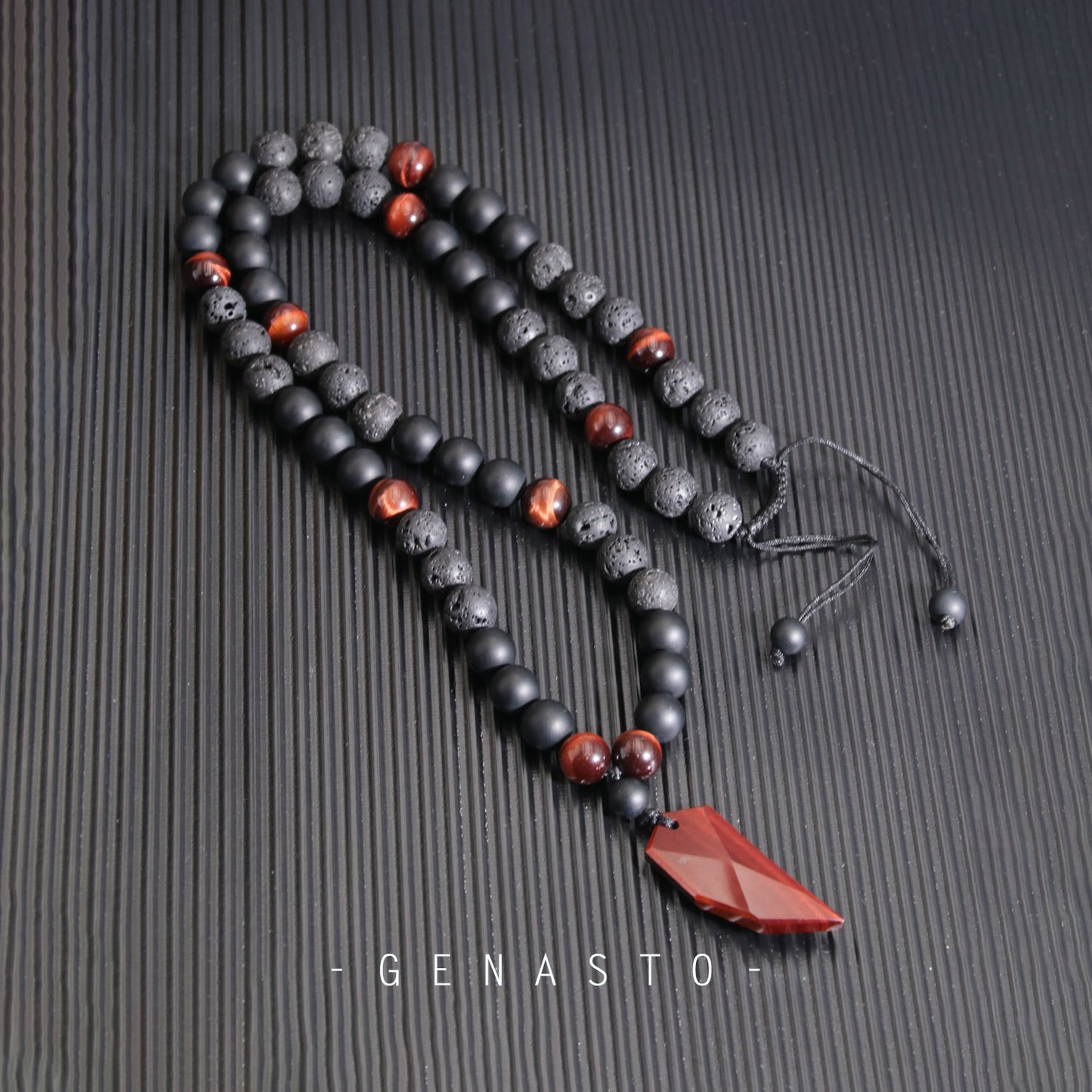 Red Tiger Eye Wolf Tooth Necklace for Men