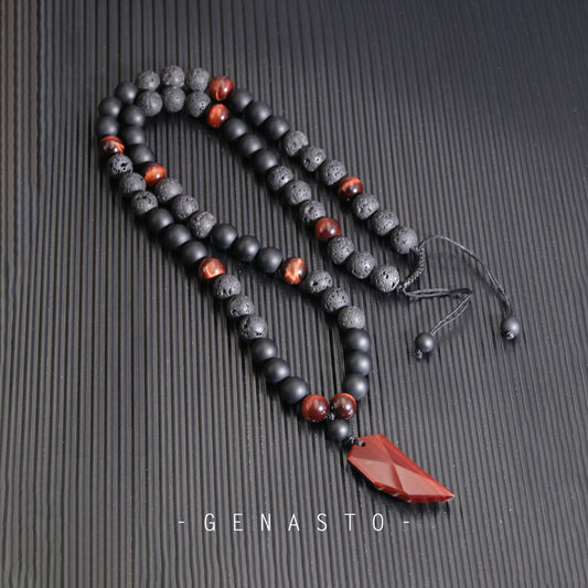 Red Tiger Eye Wolf Tooth Necklace for Men
