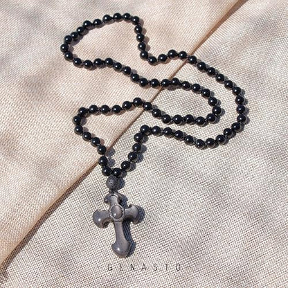 Cross  Obsidian  Necklace