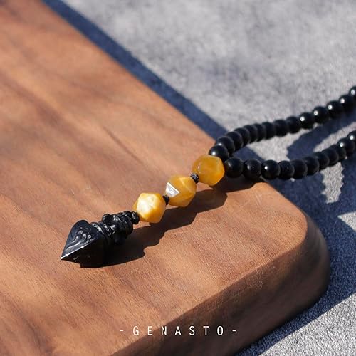 Black Obsidian Tiger Eye Stone Necklace