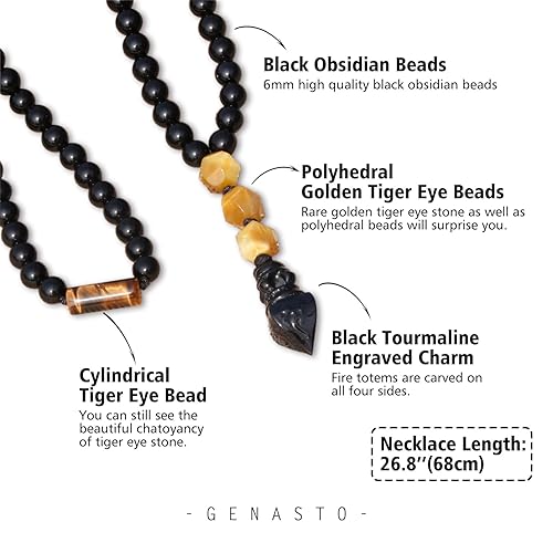 Black Obsidian Tiger Eye Stone Necklace