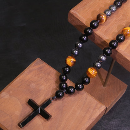 Black Cross Obsidian Necklace