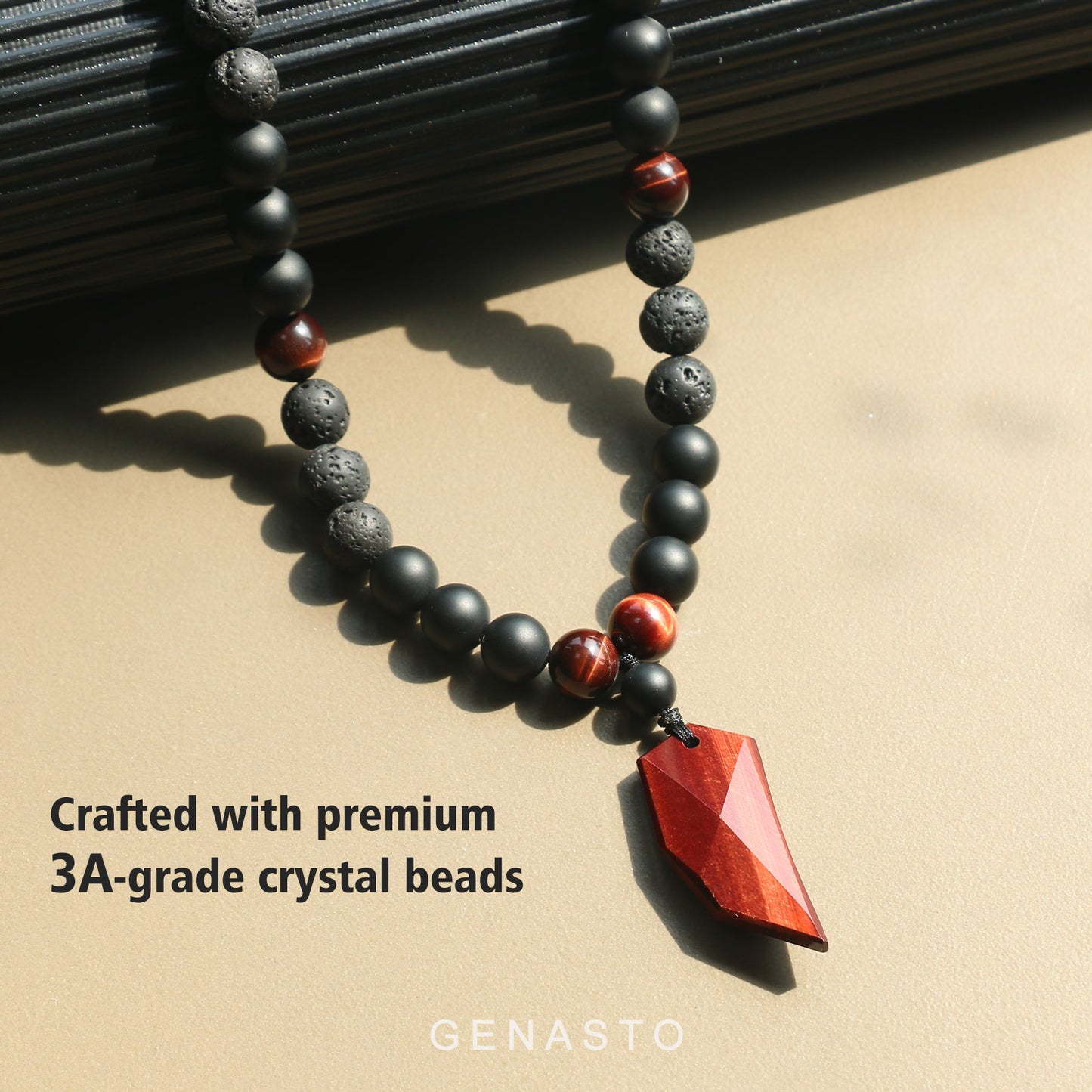 Red Tiger Eye Wolf Tooth Necklace for Men