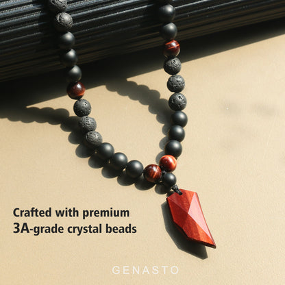 Red Tiger Eye Wolf Tooth Necklace for Men