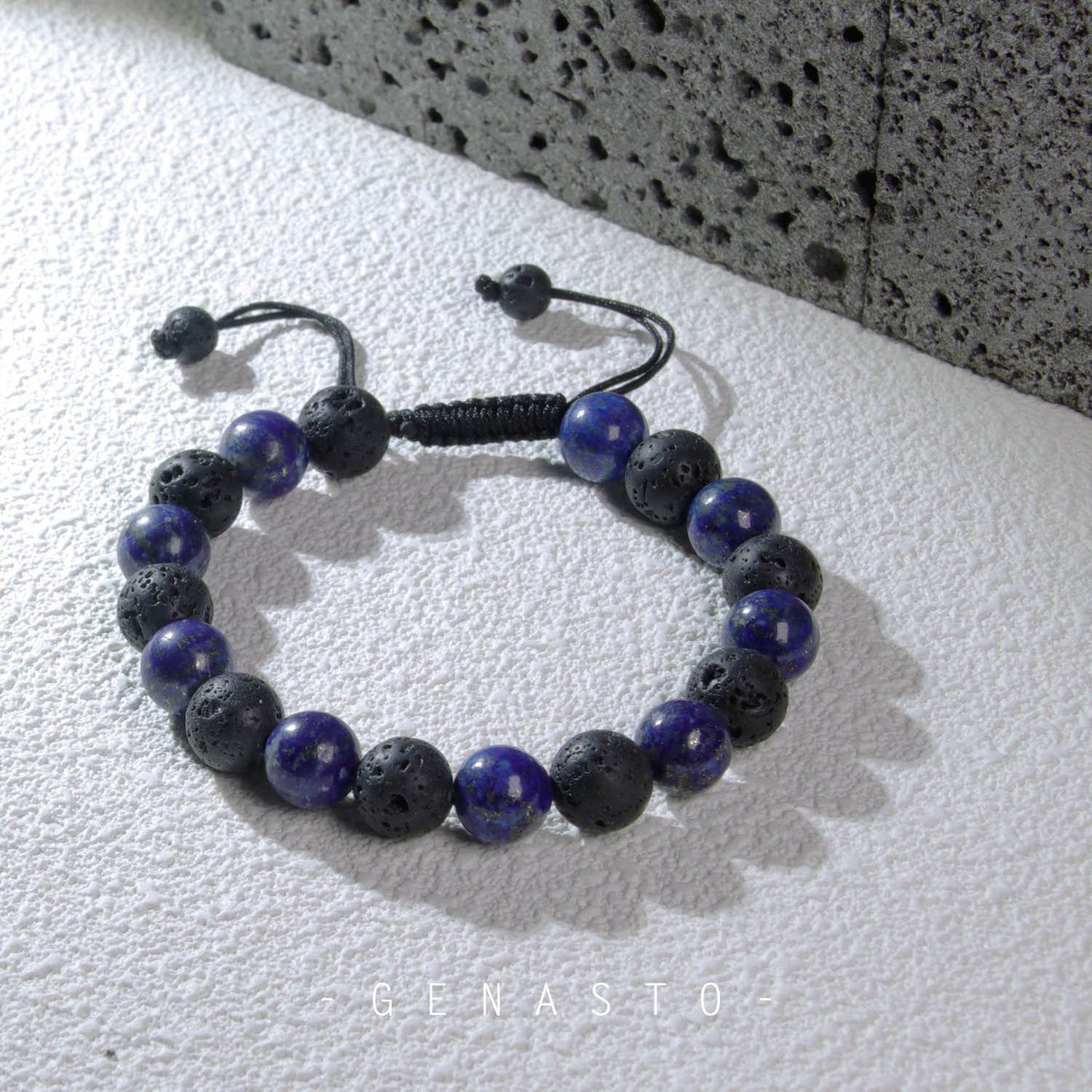 Lapis Lazuli & Lava Rock, Single-layer Bracelet, 10mm