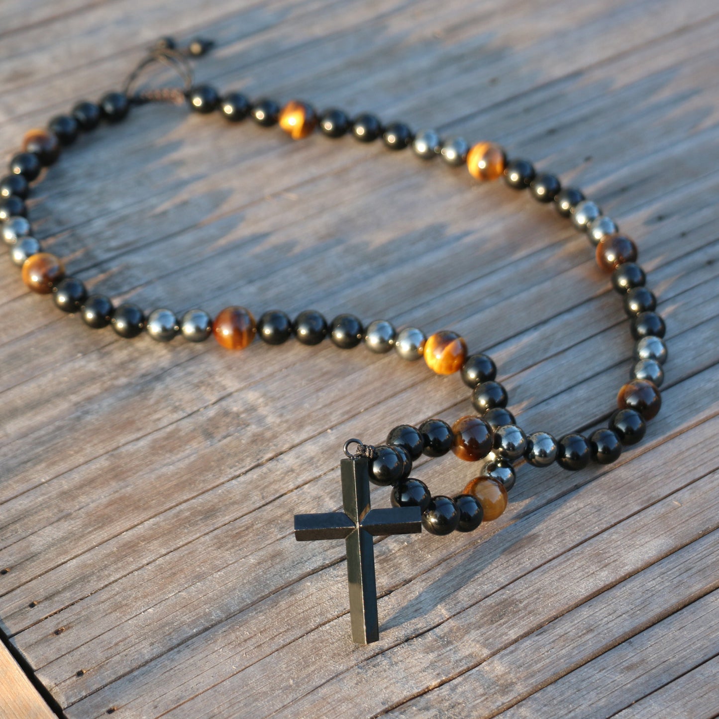 Black Cross Obsidian Necklace