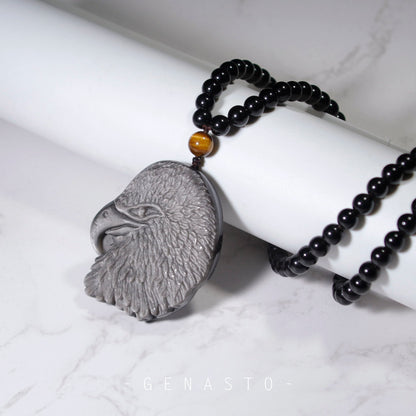 Eagle Obsidian Beads Necklace