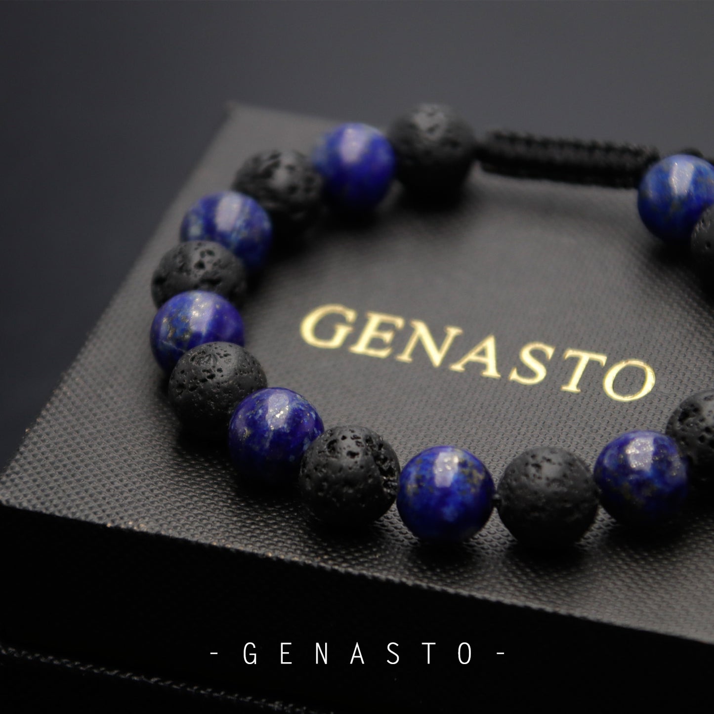 Lapis Lazuli & Lava Rock, Single-layer Bracelet, 10mm