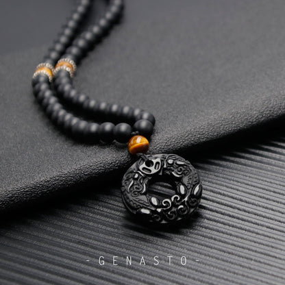 Pixiu Black Obsidian Necklace