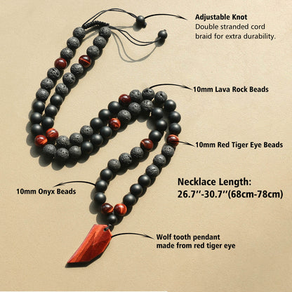 Red Tiger Eye Wolf Tooth Necklace for Men