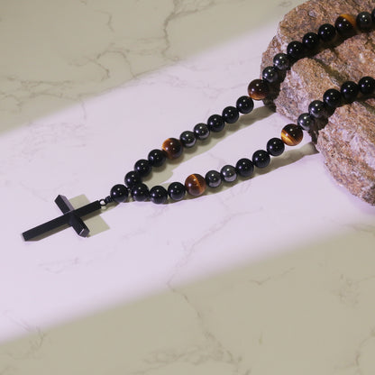 Black Cross Obsidian Necklace