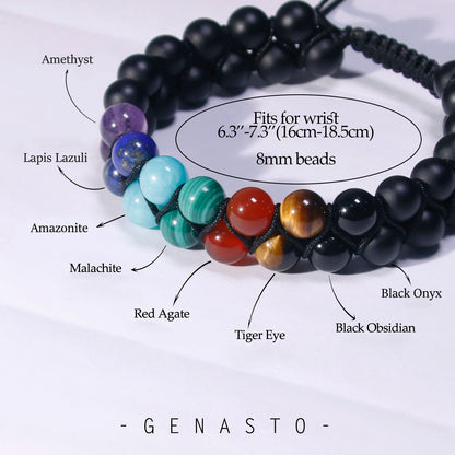 7 Chakras Stone Beads Bracelet, 8mm