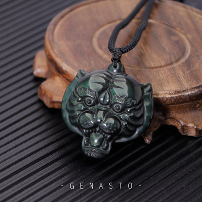 Obsidian Pendant, Tiger necklace