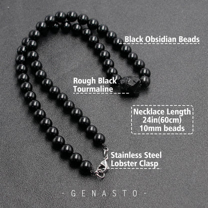 Black Tourmaline & Black Obsidian Necklace