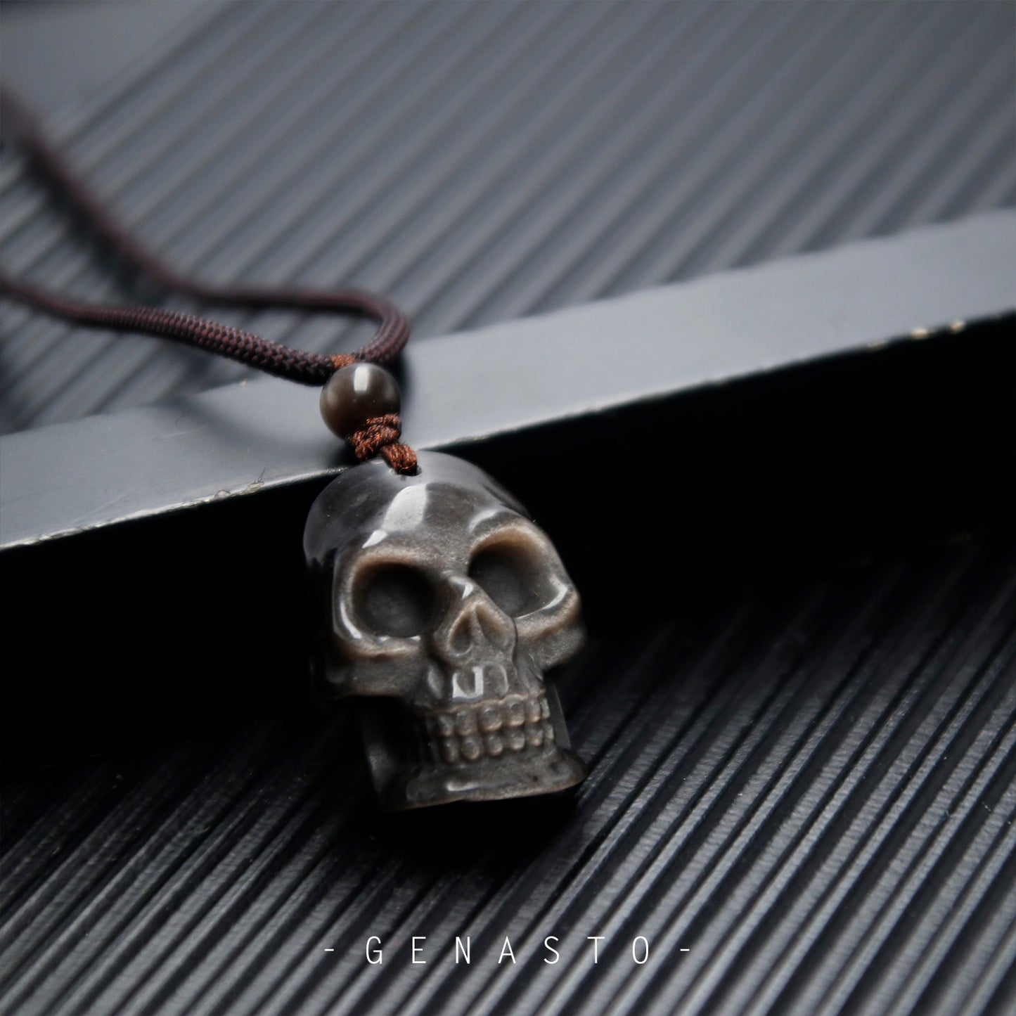 Silver Obsidian Pendant, Skull