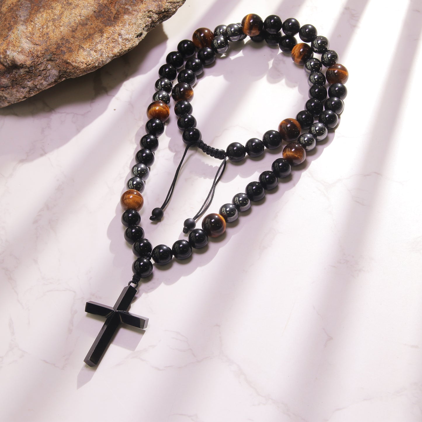 Black Cross Obsidian Necklace