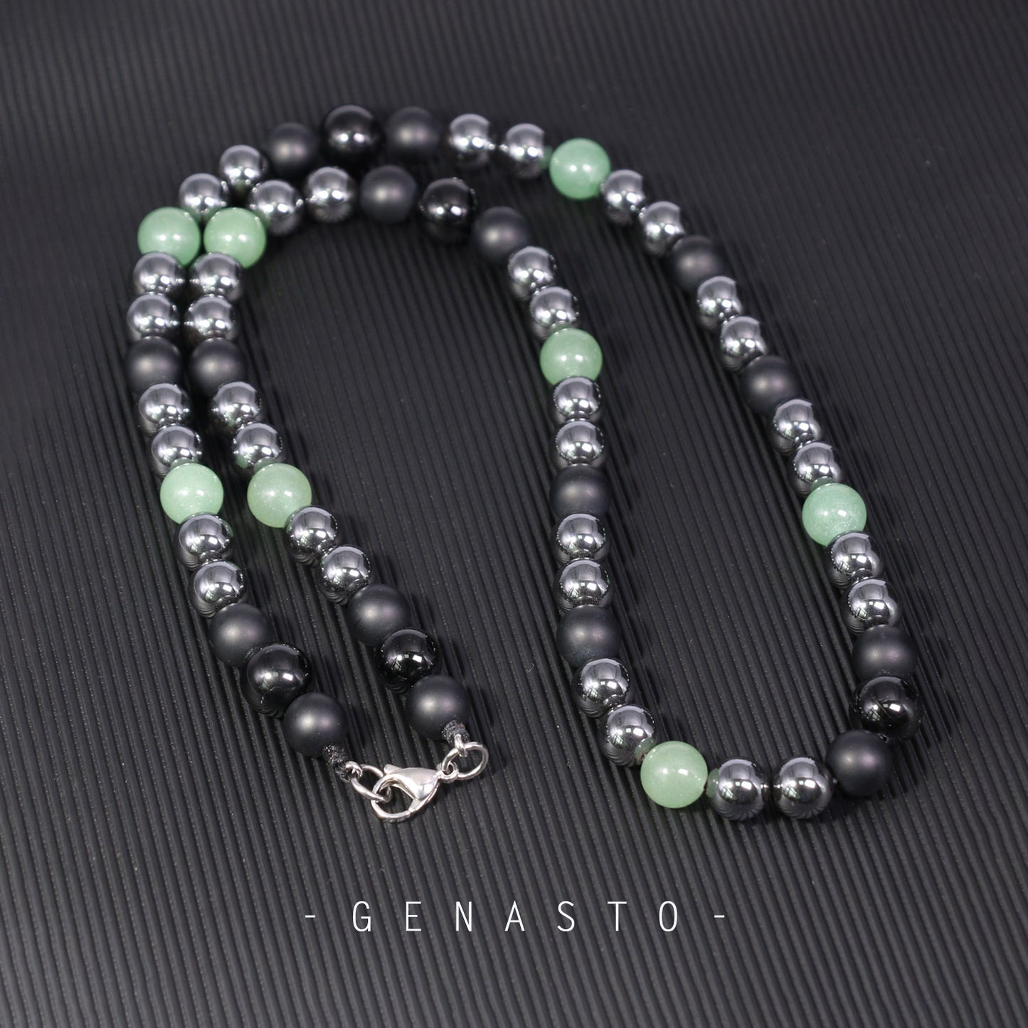 Black Tourmaline Crystals Hematite Aventurine Onyx Beads Necklace