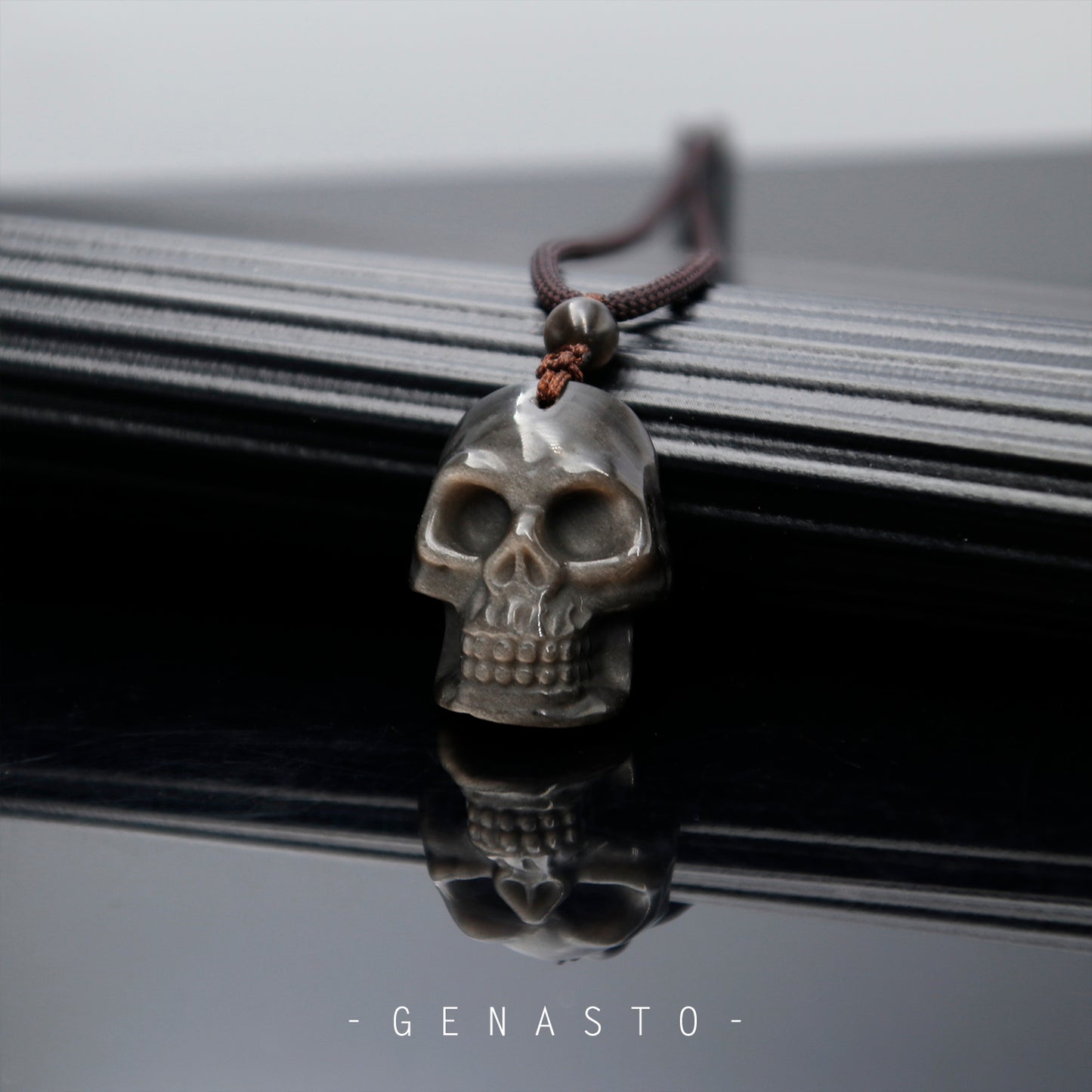 Silver Obsidian Pendant, Skull