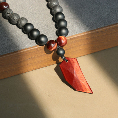 Red Tiger Eye Wolf Tooth Necklace for Men