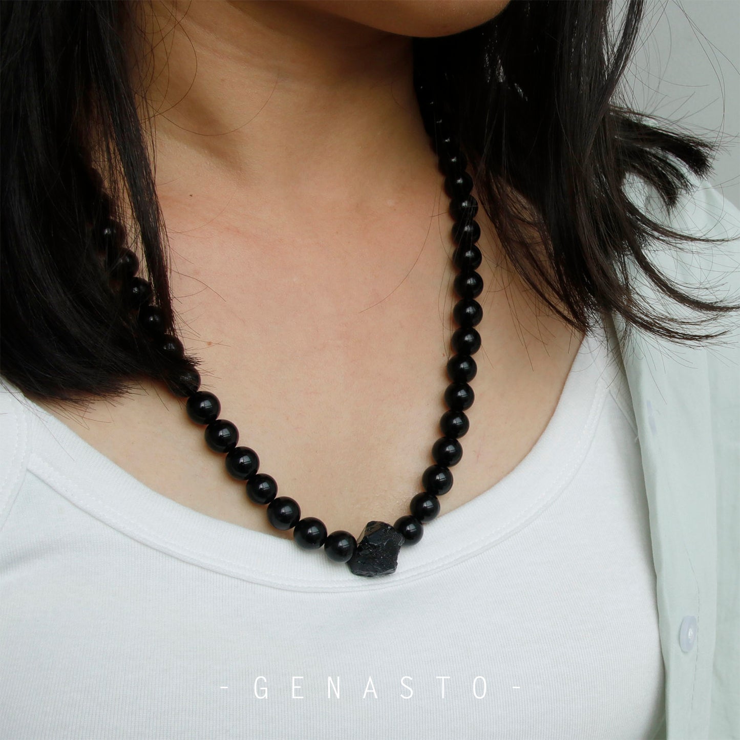 Black Tourmaline & Black Obsidian Necklace