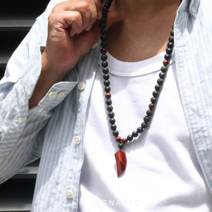 Red Tiger Eye Wolf Tooth Necklace for Men