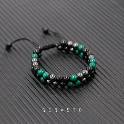 Malachite Two Bracelet, 6mm