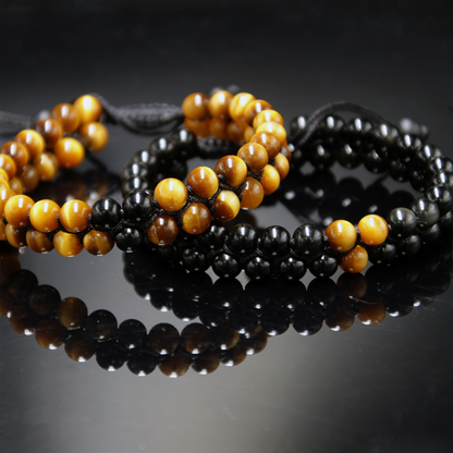 Tiger Eye & Obsidian Couples Bracelets