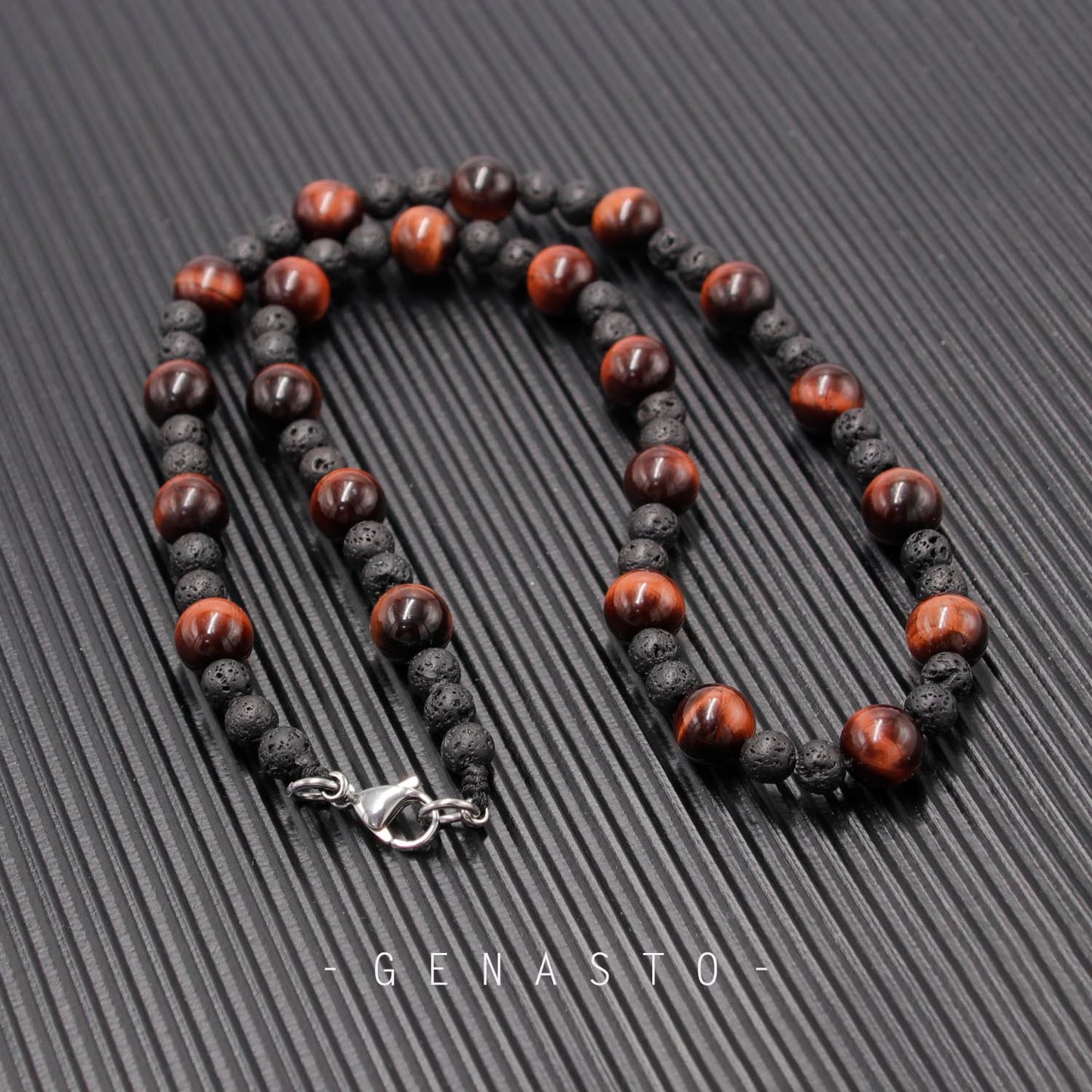 Red Tiger Eye & Lava Rock Necklace