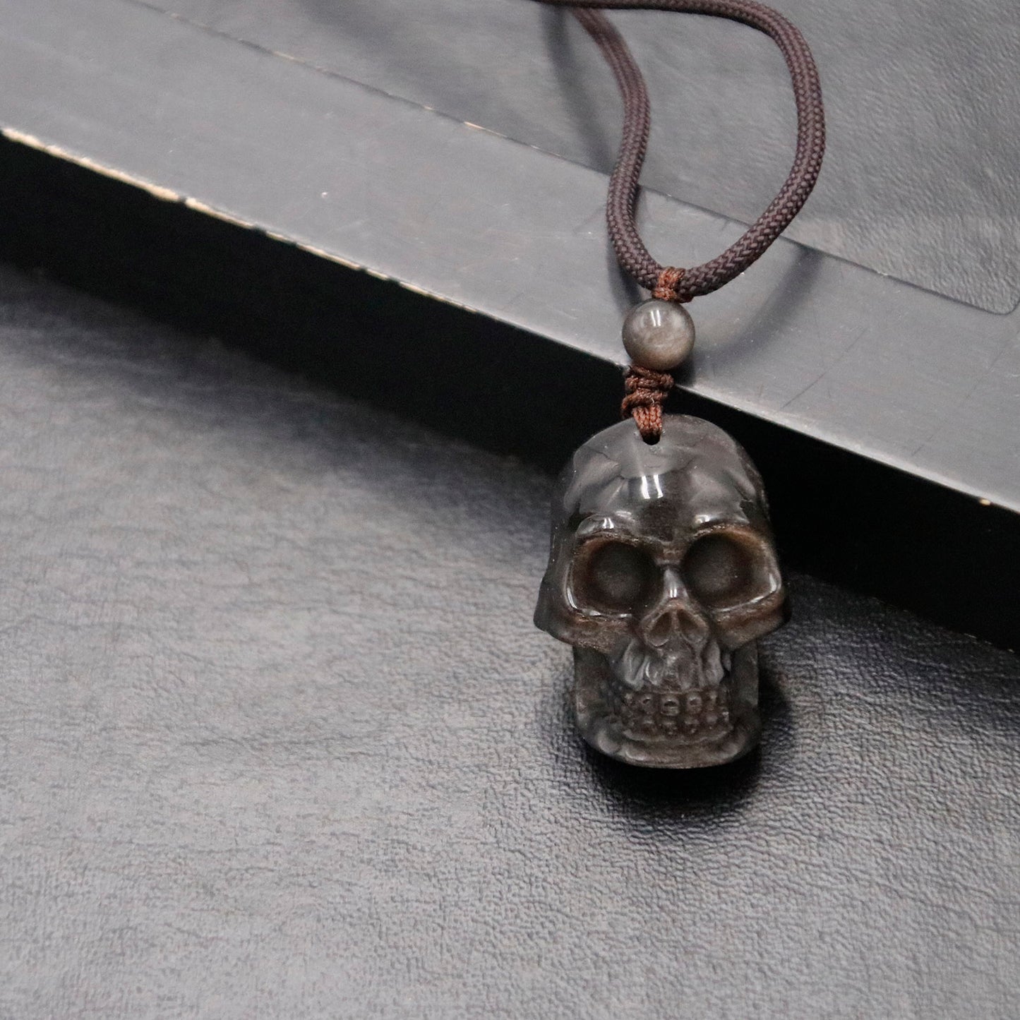 Silver Obsidian Pendant, Skull