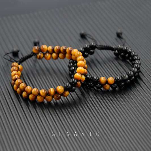 Tiger Eye & Obsidian Couples Bracelets