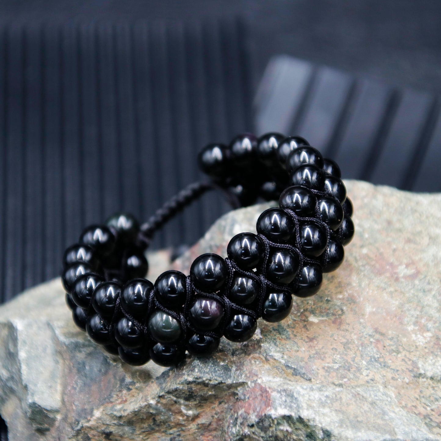 Obsidian Bracelet Three-layer, 8mm